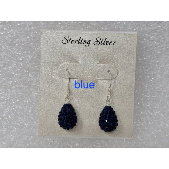 Sterling Silver Blue Drop Earrings With Sparkling Gem Accents - Picture 2 of 3